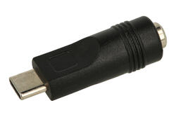 Adapter gniazdo / wtyk; USB C; Adapter gniazdo 2.1/5.5; czarny; proste; RoHS