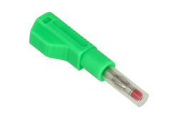 Banana plug; 4mm; 25.450.4; green; safe; 56mm; solder; pluggable (4mm banana socket); 32A; 600V; nickel plated brass; PA; Amass; RoHS