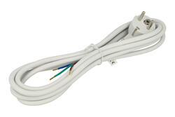 Kabel; zasilający; S14313; wtyk sieciowy CEE 7/7 kątowy; przewody; 3m; biały; 3 żyły; 1,00mm2; Emos; PVC; okrągły; linka; Cu; RoHS Kabel; zasilający; S14313; wtyk sieciowy CEE 7/7 kątowy; przewody; 3m; biały; 3 żyły; 1,00mm2; Emos; PVC; okrągły; linka; Cu; RoHS