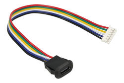 Gniazdo; USB C; A-G-USB C-6P; czarny; zatrzaskowe; poziome; zatrzaskowe; z przewodem 0,2m; RoHS Gniazdo; USB C; A-G-USB C-6P; czarny; zatrzaskowe; poziome; zatrzaskowe; z przewodem 0,2m; RoHS