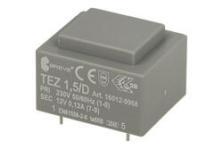 Transformer; for PCB; TEZ1.5/D 230/12V 16012-9968; 1,5VA; 230V; 12V; 0,12A; for PCB; Breve Transformer; for PCB; TEZ1.5/D 230/12V 16012-9968; 1,5VA; 230V; 12V; 0,12A; for PCB; Breve