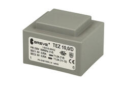 Transformer; for PCB; TEZ10/D 230/6-6V  16006-9982; 10VA; 230V; 6V; 0,83A; 6V; 0,83A; for PCB; Breve