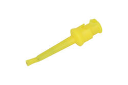 Test clip; 20.135.3; hook type; 4mm; yellow; 55mm; solder; 10A; 60V; brass; PA; Amass; RoHS; 4.102.Y Test clip; 20.135.3; hook type; 4mm; yellow; 55mm; solder; 10A; 60V; brass; PA; Amass; RoHS; 4.102.Y