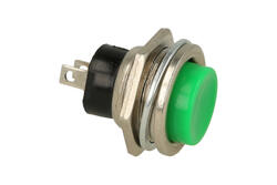 Switch; push button; PBS26BG; OFF-(ON); green; no backlight; solder; 2 positions; 2A; 250V AC; 16mm; 20mm