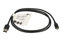 Cable; USB; K46800; USB-A plug; microUSB plug; 1m; black; round; PVC; Goobay; RoHS