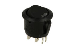 Switch; rocker; R13112L02BBR0L3; ON-OFF; 1 way; black; LED 12V backlight; red; bistable; 4,8x0,8mm connectors; 20mm; 2 positions; 6A; 250V AC; 20A; 12V DC; SCI