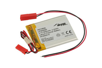 Akumulator; Li-Po; LP304050; 3,7V; 600mAh; 3.0x40x50mm; Zabezpieczenie PCM; konektor+ gniazdo 2,54*2piny; AKYGA; RoHS Akumulator; Li-Po; LP304050; 3,7V; 600mAh; 3.0x40x50mm; Zabezpieczenie PCM; konektor+ gniazdo 2,54*2piny; AKYGA; RoHS