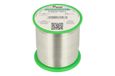 Spoiwo lutownicze; 1,0mm; szpulka 0,5kg; SAC0307/1,00/0,50; bezołowiowe; Sn99Cu0,7Ag0,3; Cynel; drut; 1.1.3/3/3.0%; cyna Spoiwo lutownicze; 1,0mm; szpulka 0,5kg; SAC0307/1,00/0,50; bezołowiowe; Sn99Cu0,7Ag0,3; Cynel; drut; 1.1.3/3/3.0%; cyna
