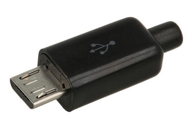 Wtyk; microUSB B; A-W-microUSBB; USB 2.0; czarny; na przewód; proste; lutowany; stop miedzi; RoHS Wtyk; microUSB B; A-W-microUSBB; USB 2.0; czarny; na przewód; proste; lutowany; stop miedzi; RoHS