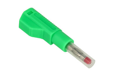 Banana plug; 4mm; 25.450.4; green; safe; 56mm; solder; pluggable (4mm banana socket); 32A; 600V; nickel plated brass; PA; Amass; RoHS