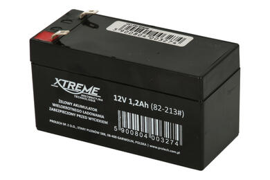 Rechargeable battery; lead-acid; maintenance-free; LP1.2-12; 12V; 1,2Ah; 97x43x53(58)mm; connector 4,8 mm; 0,59kg Rechargeable battery; lead-acid; maintenance-free; LP1.2-12; 12V; 1,2Ah; 97x43x53(58)mm; connector 4,8 mm; 0,59kg