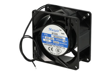 Fan; 8038S2HL; 80x80x38mm; slide bearing; 230V; AC; 18W; 40,8m3/h; 31dB; 110mA; 2400RPM; 2 wires; Maxair (Ya-Cool); RoHS Fan; 8038S2HL; 80x80x38mm; slide bearing; 230V; AC; 18W; 40,8m3/h; 31dB; 110mA; 2400RPM; 2 wires; Maxair (Ya-Cool); RoHS