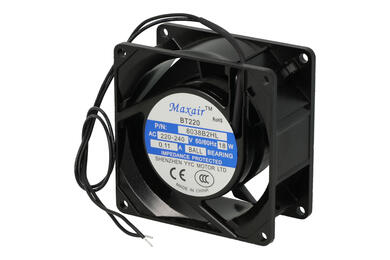 Fan; 8038B2HL; 80x80x38mm; ball bearing; 230V; AC; 18W; 40,8m3/h; 31dB; 110mA; 2400RPM; 2 wires; Maxair (Ya-Cool); RoHS Fan; 8038B2HL; 80x80x38mm; ball bearing; 230V; AC; 18W; 40,8m3/h; 31dB; 110mA; 2400RPM; 2 wires; Maxair (Ya-Cool); RoHS