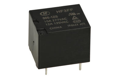 Przekaźnik; elektromagnetyczny miniaturowy; HF3FF-005-1ZS (JQC); 5V; DC; 1 styk przełączny; 10A; 277V AC; 10A; 28V DC; do druku (PCB); Hongfa; RoHS