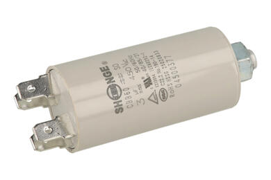 Capacitor; motor; CBB60 28*55M8; 3uF; 450V; fi 30x58mm; 6,3mm connectors; screw with a nut; Shenge; RoHS Capacitor; motor; CBB60 28*55M8; 3uF; 450V; fi 30x58mm; 6,3mm connectors; screw with a nut; Shenge; RoHS
