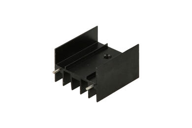 Heatsink; V7142/2,5-2p; with hole; with 2 solder pins; blackened; 25mm; H; 23mm; 16mm Heatsink; V7142/2,5-2p; with hole; with 2 solder pins; blackened; 25mm; H; 23mm; 16mm