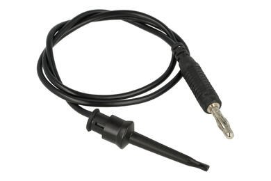 Test lead; 22.510.050.2; hook / banana plug; 4mm; 0,5m; PVC; 0,75mm2; black; 15A; 60V; gold plated brass; Amass; 3.202 Test lead; 22.510.050.2; hook / banana plug; 4mm; 0,5m; PVC; 0,75mm2; black; 15A; 60V; gold plated brass; Amass; 3.202