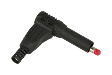 Banana plug; 4mm; 25.504.2; black; angled; safe; 40mm; solder; 32A; 1000V; nickel plated brass; PA; Amass; RoHS
