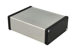 Enclosure; multipurpose; HM1455Q1602; aluminum; 160mm; 125mm; 51,5mm; IP54; natural; removable panel; black ABS ends; Hammond; RoHS Enclosure; multipurpose; HM1455Q1602; aluminum; 160mm; 125mm; 51,5mm; IP54; natural; removable panel; black ABS ends; Hammond; RoHS