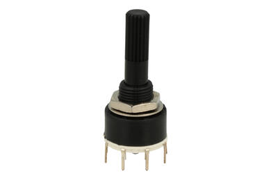 Switch; rotary; SR16A-1x4-18T20; 4xON; 4 positions; bistable; panel mounting; through hole; 1 way; black; 0,3A; 60V DC; black; plastic; KLS
