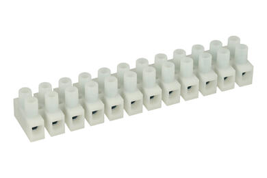 Terminal block; feed through strip; DG8HS-0; 12 ways; R=8,20mm; 14,3mm; 15A; 450V; for cable; straight; round hole; slot screw; screw; horizontal; 0,5÷4mm2; white; Degson; RoHS Terminal block; feed through strip; DG8HS-0; 12 ways; R=8,20mm; 14,3mm; 15A; 450V; for cable; straight; round hole; slot screw; screw; horizontal; 0,5÷4mm2; white; Degson; RoHS