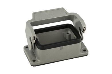 Obudowa złącza; Han B; 09300060301; 6B; metal; proste; na panel; z 1 klamrą; niska konstrukcja; szary; IP65; Harting; RoHS Obudowa złącza; Han B; 09300060301; 6B; metal; proste; na panel; z 1 klamrą; niska konstrukcja; szary; IP65; Harting; RoHS