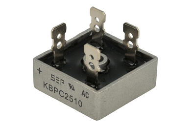 Bridge rectifier; KBPC2510; 25A; 1000V; cube; connectors; FM type 28,3x28,3x11mm; RoHS Bridge rectifier; KBPC2510; 25A; 1000V; cube; connectors; FM type 28,3x28,3x11mm; RoHS