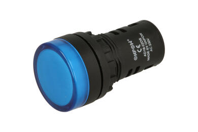 Indicator; AD16-22DS/B-230VAC; 22mm; LED 230V backlight; blue; screw; black; IP40; 38mm; Onpow; RoHS