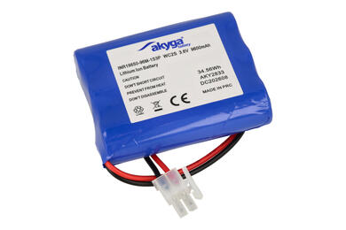 Akumulator; Li-Ion; INR18650-96M-1S3P WC2S; 3,6V; 9600mAh; 19x55.5x69.5mm; z przewodem 175mm+ złącze Cvilux CP-01102010; AKYGA; RoHS; 18650; z zabezpieczeniem PCM Akumulator; Li-Ion; INR18650-96M-1S3P WC2S; 3,6V; 9600mAh; 19x55.5x69.5mm; z przewodem 175mm+ złącze Cvilux CP-01102010; AKYGA; RoHS; 18650; z zabezpieczeniem PCM