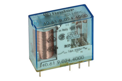 Przekaźnik; elektromagnetyczny miniaturowy; 40.61.9.024.4000; 24V; DC; 1 styk przełączny; 16A; 250V AC; do gniazda; do druku (PCB); Finder; RoHS Przekaźnik; elektromagnetyczny miniaturowy; 40.61.9.024.4000; 24V; DC; 1 styk przełączny; 16A; 250V AC; do gniazda; do druku (PCB); Finder; RoHS