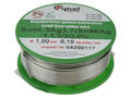 Spoiwo lutownicze; bezołowiowe; Sn96,3Ag3,7/1,00/0,10; 1,0mm; szpulka 0,1kg; Sn96,3Ag3,7; Cynel; drut; 1.1.3/3/3.0%; cyna Spoiwo lutownicze; bezołowiowe; Sn96,3Ag3,7/1,00/0,10; 1,0mm; szpulka 0,1kg; Sn96,3Ag3,7; Cynel; drut; 1.1.3/3/3.0%; cyna